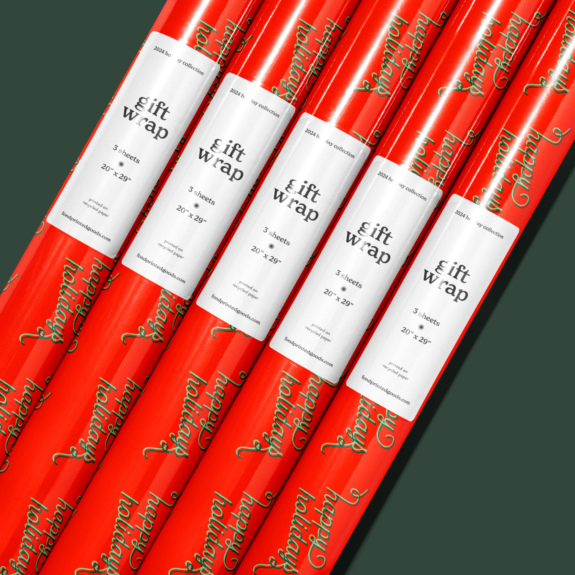 Red Happy Holidays Gift Wrap Rolls
