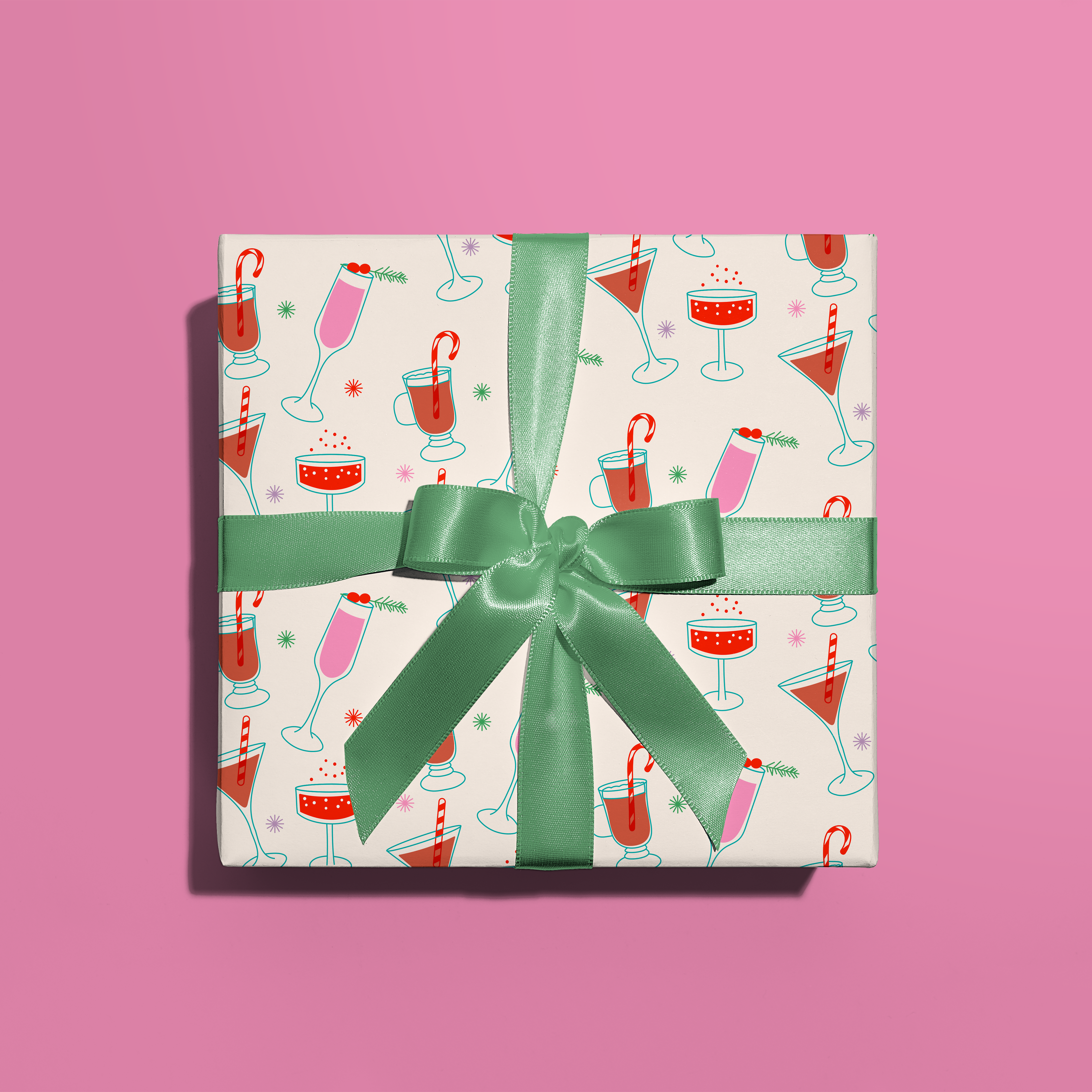 Cream Holiday Cocktails Gift Wrap